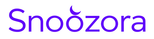 Purple 'Snoozora' logo on a white background